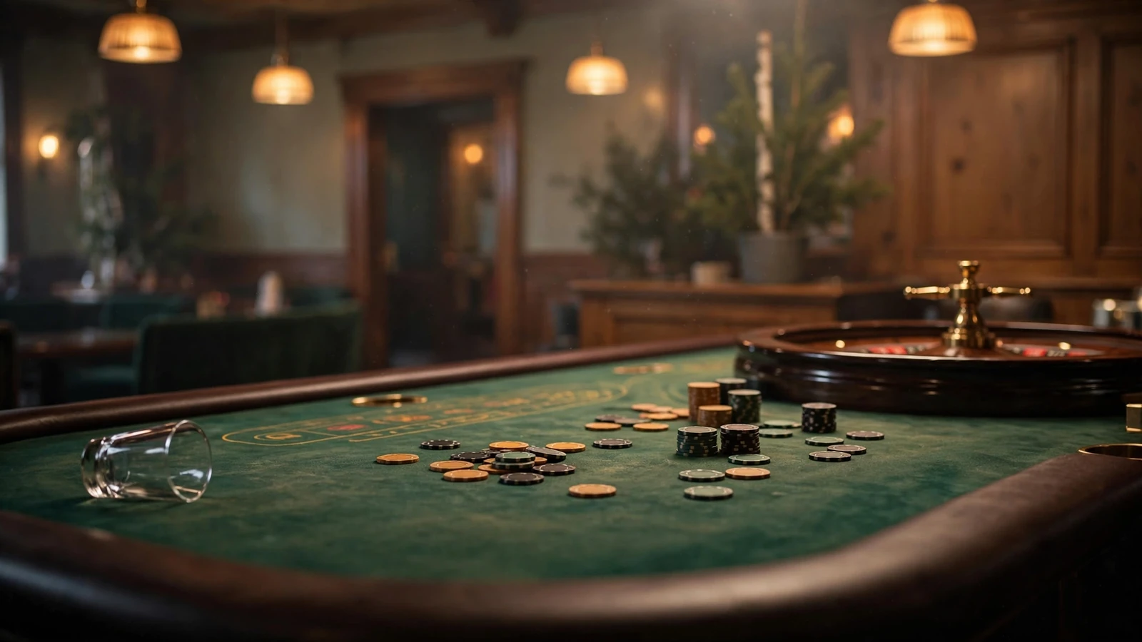 Tomt roulettebord i ett svenskt casino med kvarglömda marker